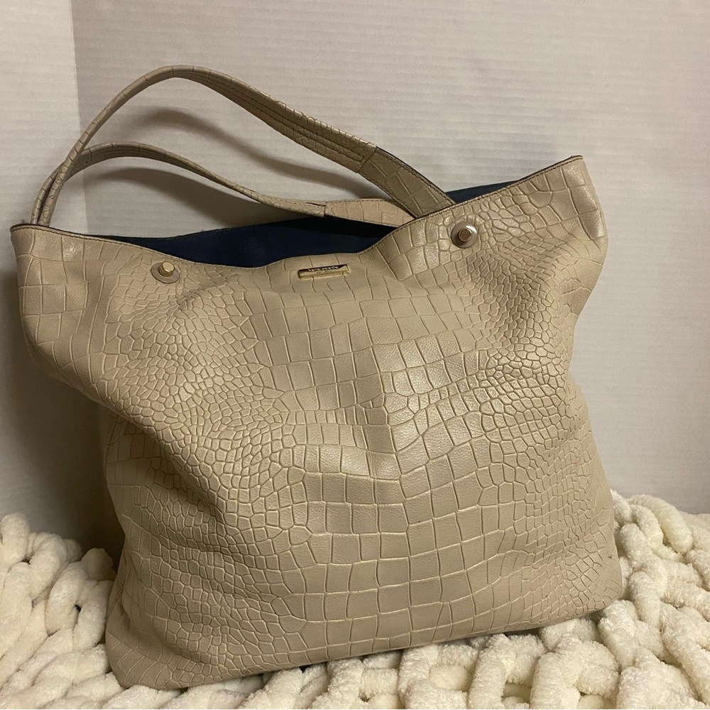 kate spade Beige Croc-Embossed Clocktower Logan Court Tote